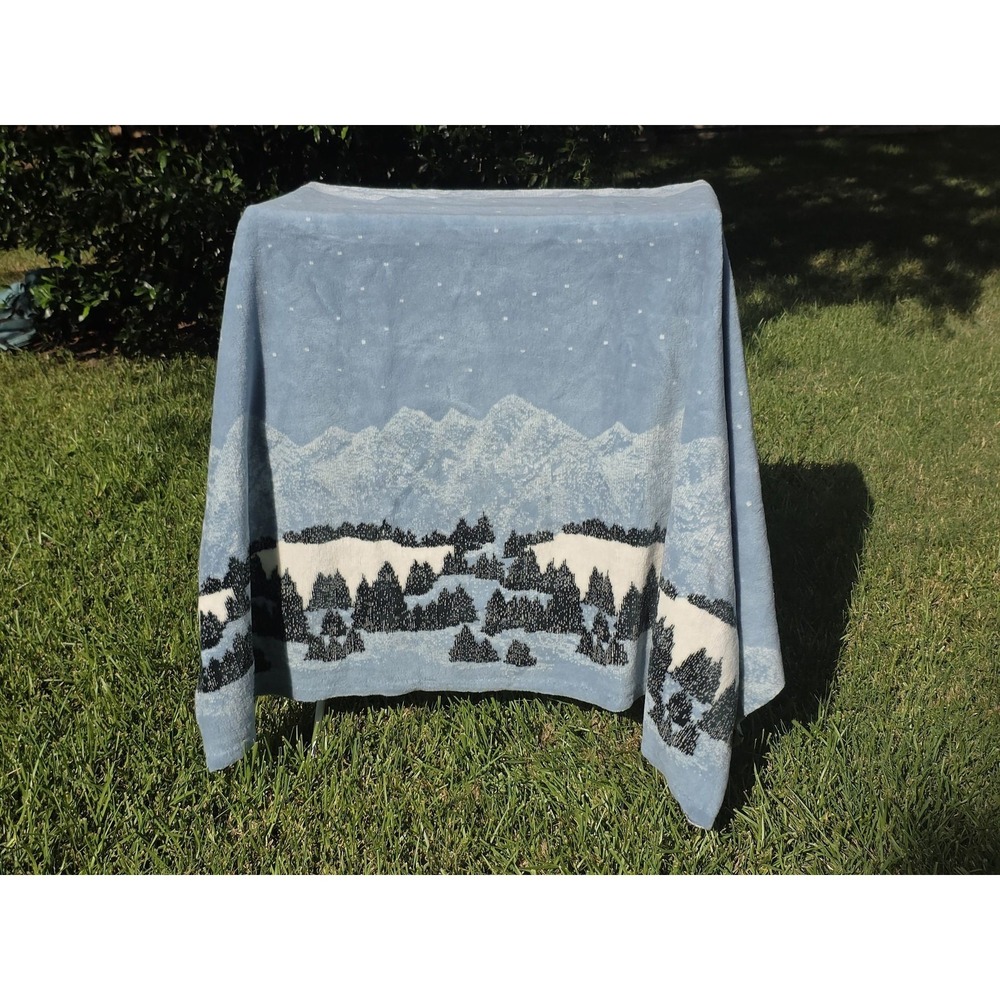 Mountain Forest Throw Blanket Winter Snow Landscape Cabin Lodge Decor